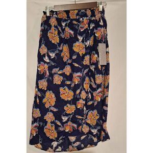 Daniel Rainn Womens Italia Midi Skirt Floral Indigo Size Small‎ NEW